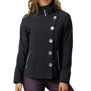PRANA Black Martina Jacket Full Zip Buttoned Fleece Lined Waterproof Coat Size M